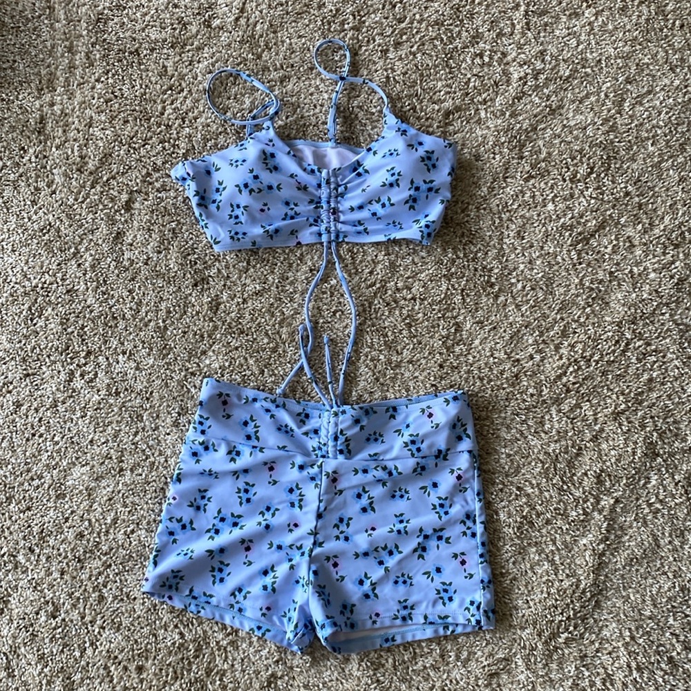 Blue floral bikini